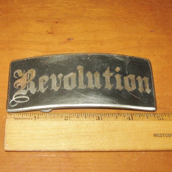 Fosterweld Revolution Belt Buckle Brushed Nickel Punk Style - Picture 10 of 10